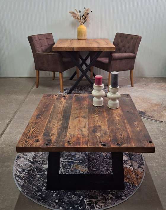 Image 1 of New robust coffee table made of rustic barnwood 95x95cm