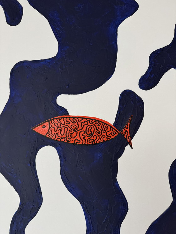 Poisson & Bleu — 60x80 Cm | Unique Abstract Painting – Paintings & Drawings, Canvas, Wood (photo 5 of 5)