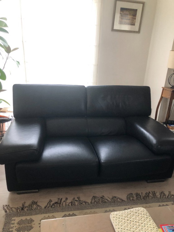 2-seater sofa in black leather, Roche Bobois, 2 seaters, Modern (photo 5 of 5)