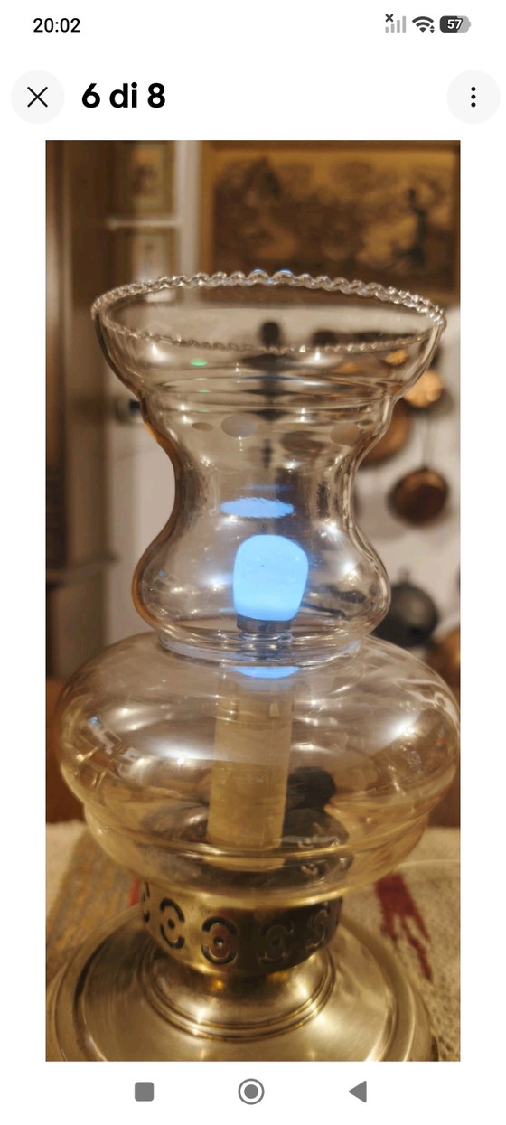 Antique Electric Lamp Vintage Light. – Table lamps, Glass, Brass (photo 6 of 8)