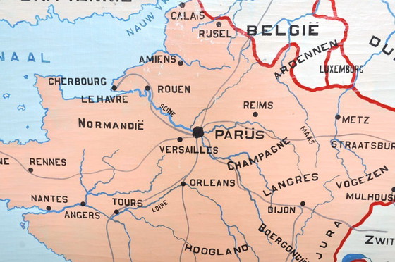 Image 1 of Vintage Painted Map of France, 1950s