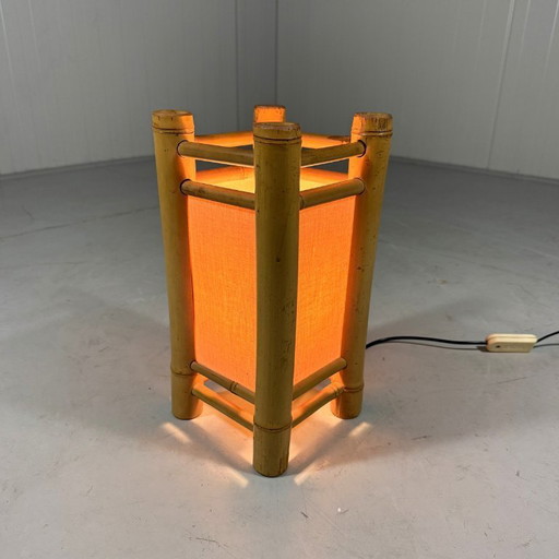 Rattan table lamp 1970s