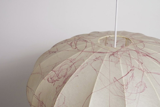Image 1 of Italian Coccoon Pendant Lampshade Mid Century Modern Resin Large Hanging Light Vintage 1960s