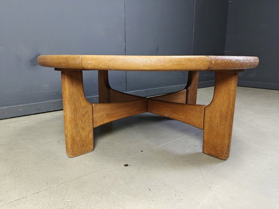 Image 1 of Danish round oak coffee table, 1960s