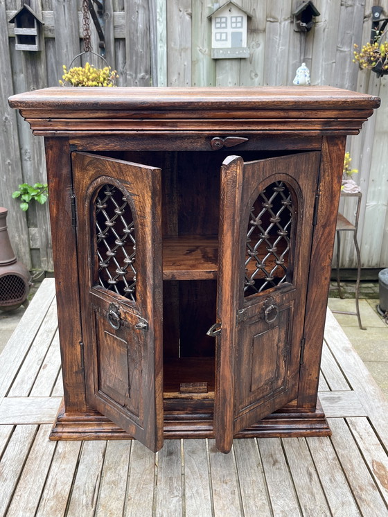 Image 1 of Rare cabinet français | Teck et fer forgé | 1950s