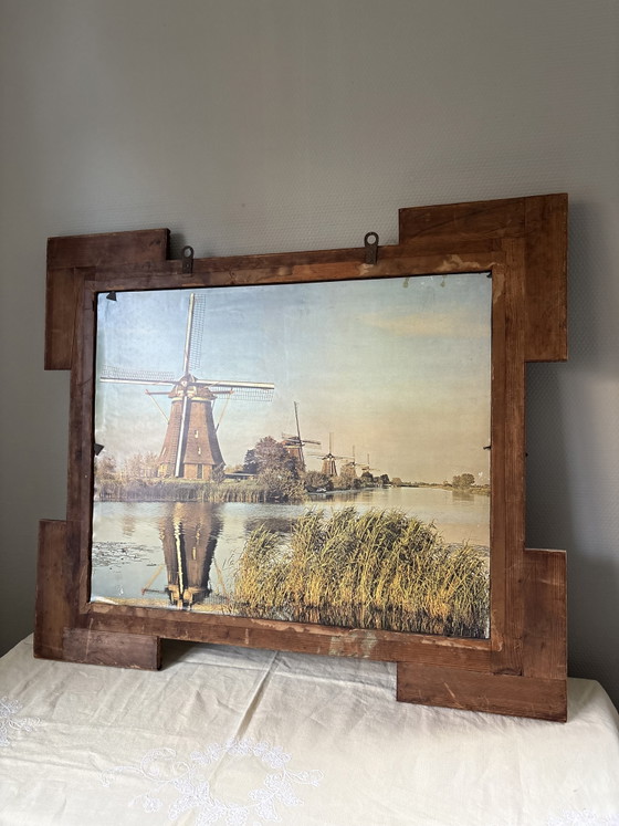 Image 1 of Cornice antica in stile arte popolare | Arte folk | 78 x 67 cm