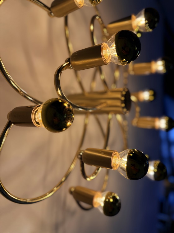 Image 1 of Vintage messing wad/plafondlamp, Scolari voor Helestra ‘70