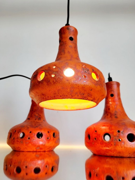 Image 1 of Lampada a sospensione Fat Lava in ceramica, tonalità arancioni, anni '50