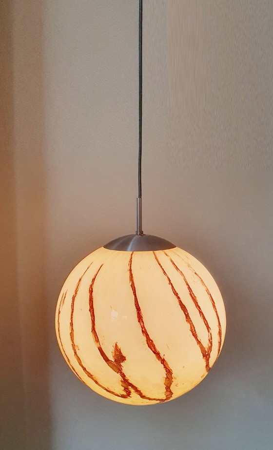 Image 1 of Art Deco vintage pendant lamp made of marbled glass