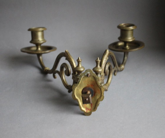 Image 1 of Candelabro a forma di pianoforte in stile Art Nouveau, a 2 bracci, in ottone massiccio.