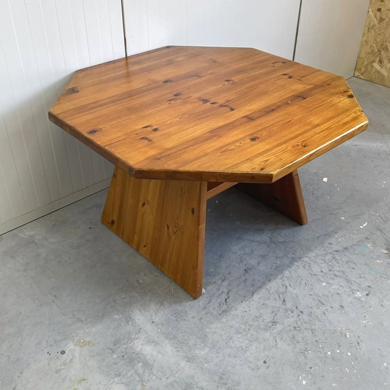 Image 1 of Vintage Solid Wood 8 Side Brutalis Coffee Table