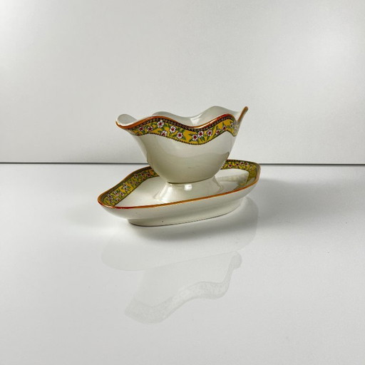 "Yvonne" ironstone sauceboat, Orchies, early 20th century