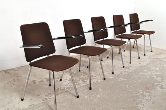 Image 1 of Vintage buisframe stoelen met bakelieten armleuningen, set van 4