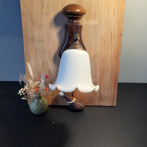 Image 1 of Vintage Wall Lamp Bronze with Glass Shade - 26 cm