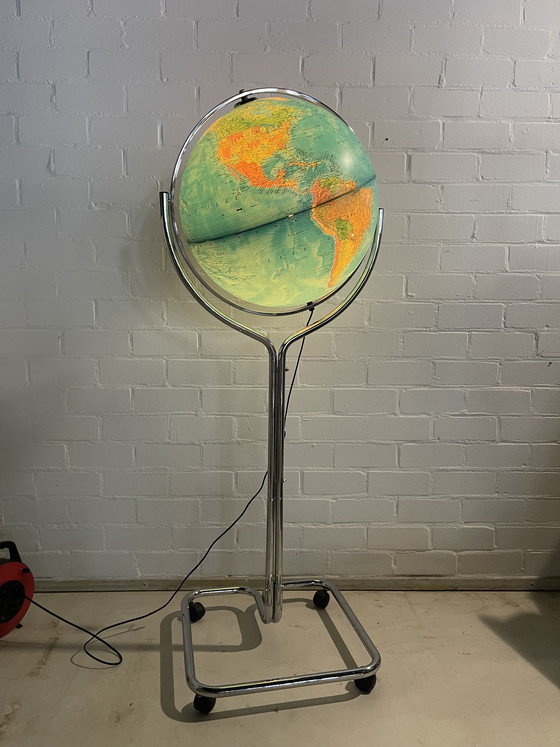 Image 1 of Vintage Globe on Chrome Stand - Geoscope,