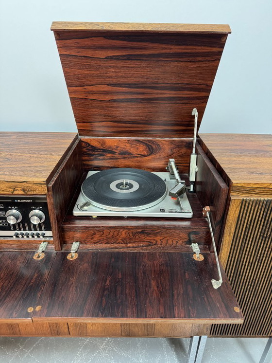 Image 1 of Mid-Century Blaupunkt Arizona Stereo Console with Integrated PE2010 Turntable and Matched Rosewood Veneer Speakers, Germany 1960
