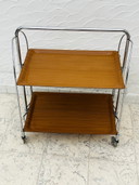 Carrello di servizio pieghevole Bremshey Dinett in cromo vintage e legno