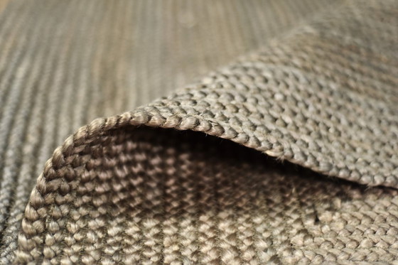 Image 1 of Vintage Indiaas bruin platgeweven jute tapijt, jaren 70