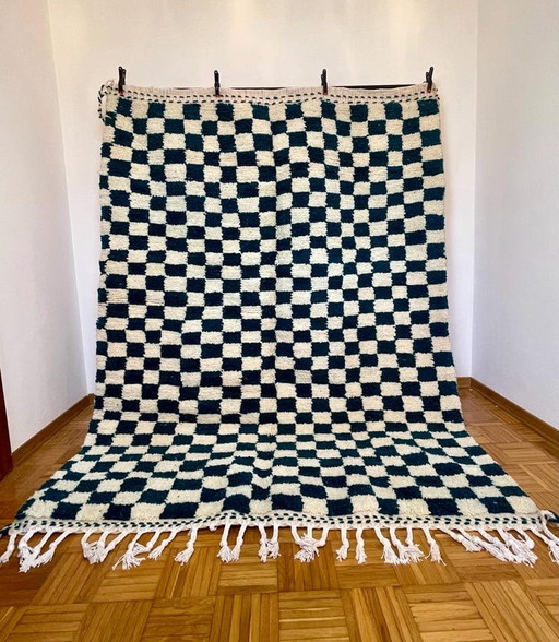 Handgemaakt Berberkleed van zuivere wol, blauw en wit, 2/3 m – Ahrend, vloerkleden en tapijten, Wool