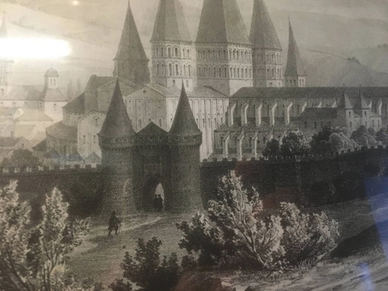 Grabado de la Abadía de Cluny enmarcado por E.Sagot finales del siglo XIX – Decoración de pared, Paper (photo 7 of 11)