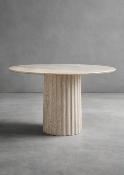Mesa de comedor rectangular de madera maciza de travertino – mesa de piedra natural