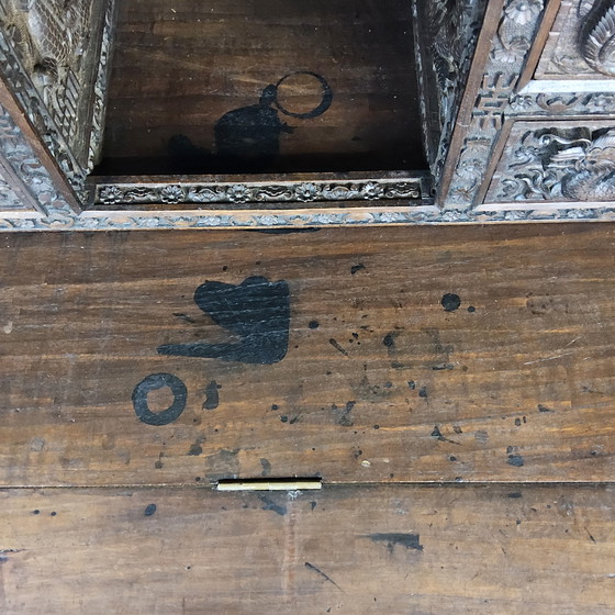 Image 1 of Antique 19th Century Chinese Writing Desk Mythological Dragon Wood Carving / Bohemian / Asian / Oriental (Huanghuali Wood)