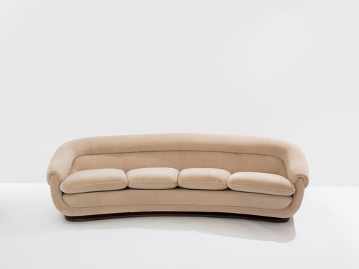 Isa Bergamo large Art Deco walnut mohair velvet sofa 1940s