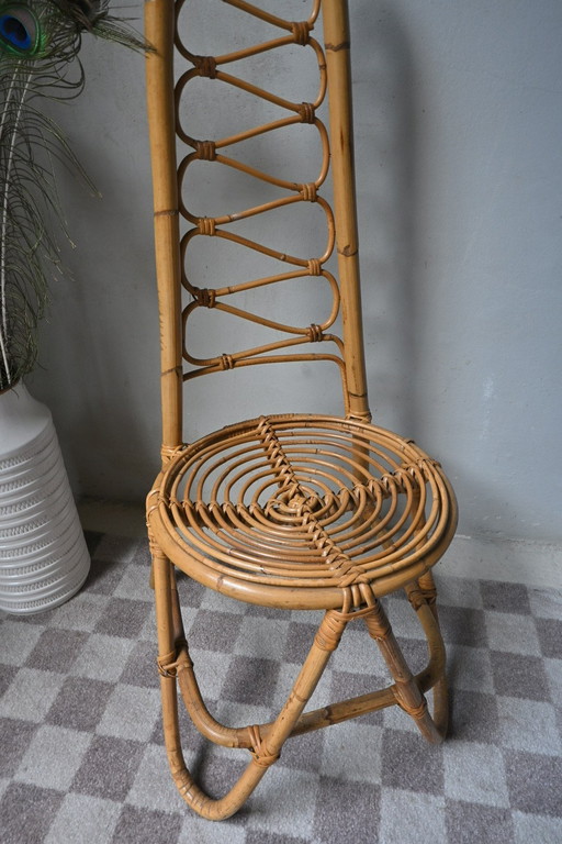 Chaise en rotin à haut dossier, Rohé Noordwolde, 1960s
