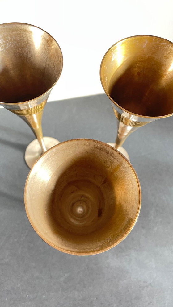 Image 1 of 6 flûte da champagne vintage in ottone placcato argento