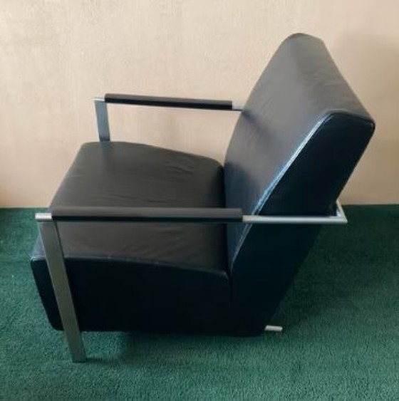 Image 1 of 2 Harvink Alowa Fauteuils in Zwart Leer.