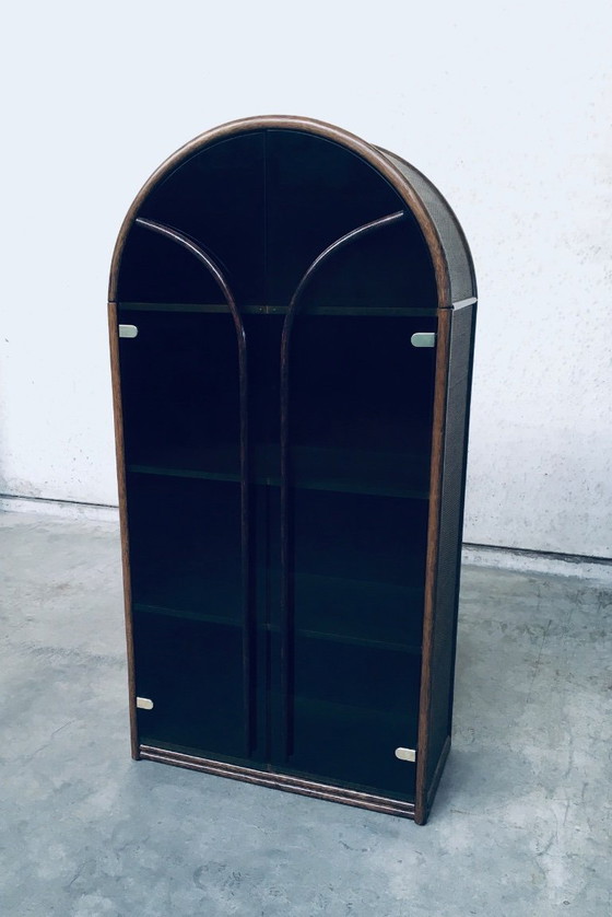 Image 1 of 1970er Design Rattan Bambus Highboard Vitrine