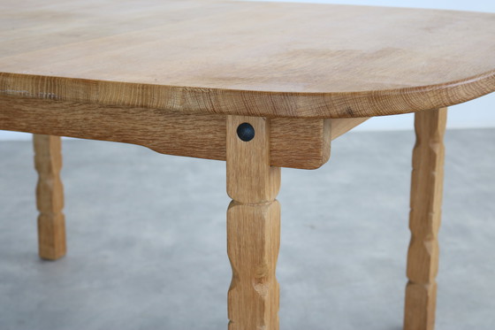 Image 1 of brutalist extendable oak dining table