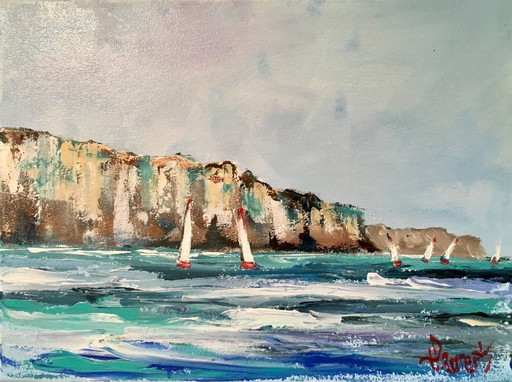 Philippe LAURENT - Sailboats in Normandy - Artist's Painting