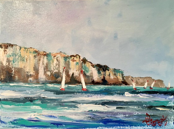 Image 1 of Philippe LAURENT - Sailboats in Normandy - Artist's Painting