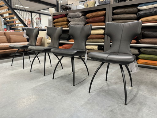 4 Neu Leolux Callas Esszimmerstuhl schwarz Leder