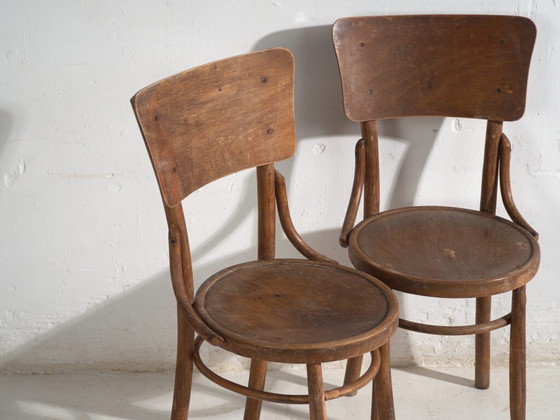 Pair of antique bentwood chairs in the Thonet style – Central Europe, circa 1920 – Dining chairs, Bauhaus (photo 17 of 40)