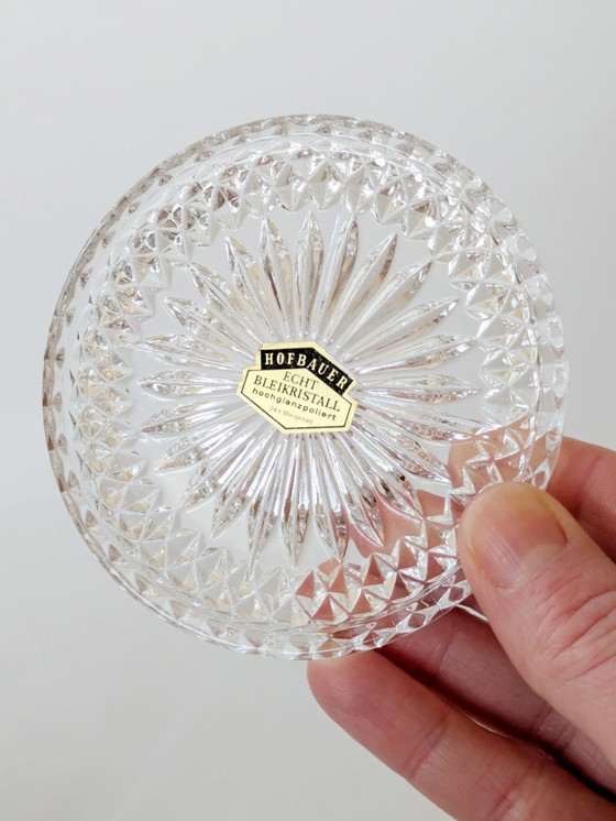 Image 1 of Sottobicchieri vintage in cristallo al piombo Hofbauer, portaoggetti in argento Art Déco, set da 6