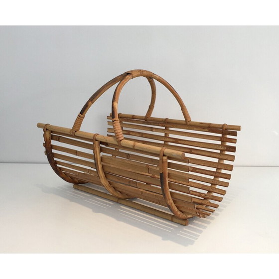 Image 1 of Vintage rattan firewood holder, 1970