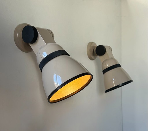 Paire d'appliques vintage orientable, métal laqué beige, Lita, France 1980