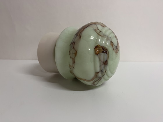 Image 1 of Vintage green marble ceiling lamp Thabur Art Deco bakelite