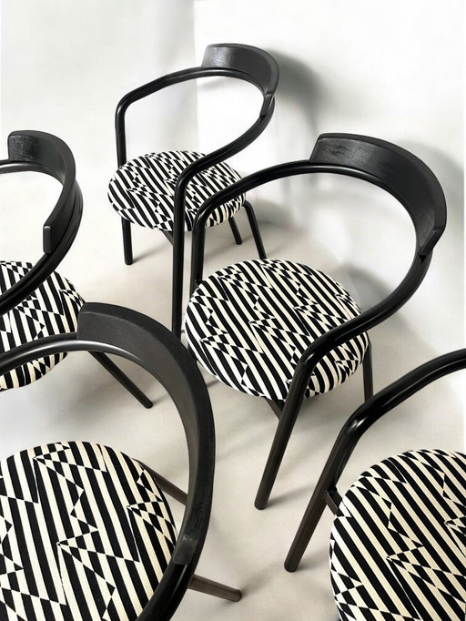 Set di 5 sedie impilabili postmoderne, circa 1980