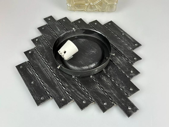 Image 1 of 60s 70s Brutalist Applique murale fer & verre Wall Lamp 60s 70s