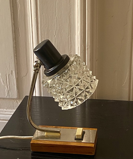 Richard Essig Vintage Desk Lamp With Glass Relief Shade