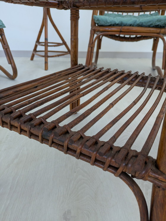 Image 1 of Salon en bambou - Fauteuils, table basse et porte-manteau - Vintage