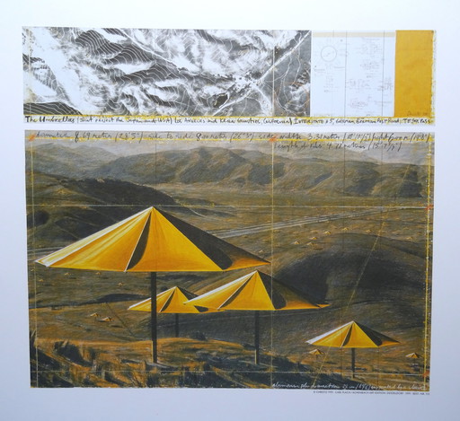 Christo -The Yellow Umbrellas Us - Original Dust Sample +Offset Printing