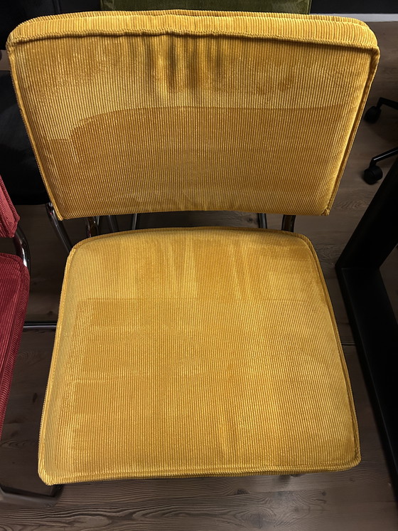 Image 1 of 4x Pure Rib Rib Fabric Chairs with Chrome Tubular Frame