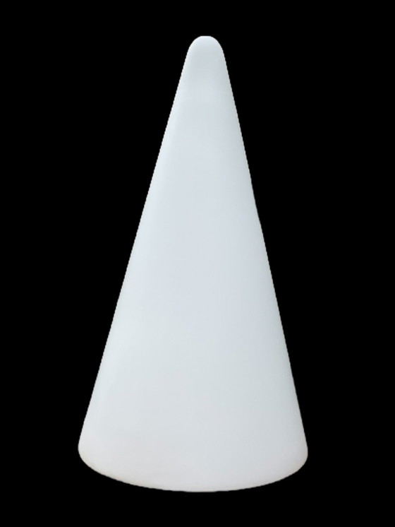Image 1 of Tipi tafellamp h=14.96 (38cm) mat glas Mid century 1980 Duitsland minimalistisch ontwerp