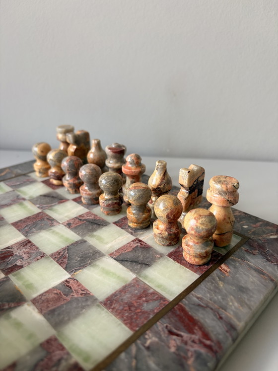 Image 1 of Vintage marmeren schaakspel