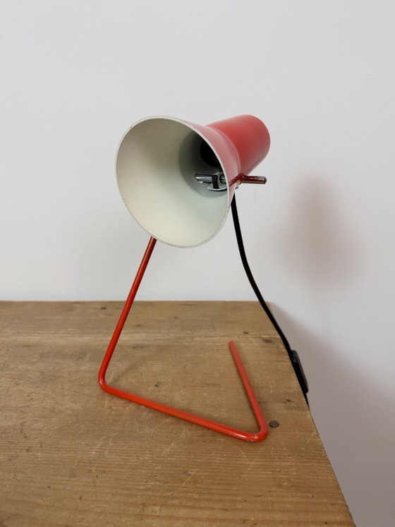 Vintage Red Table Lamp by Josef Hurka for Drupol, 1960s I – Iron, Metal (photo 3 of 21)