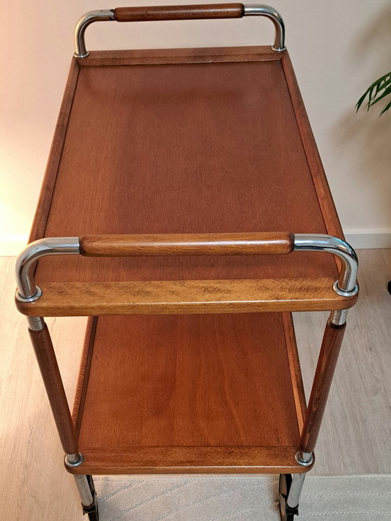 Serveerwagen in Thonet-stijl uit het midden van de 20e eeuw – Teak en chroom, designklassieker uit de jaren (photo 12 of 13)